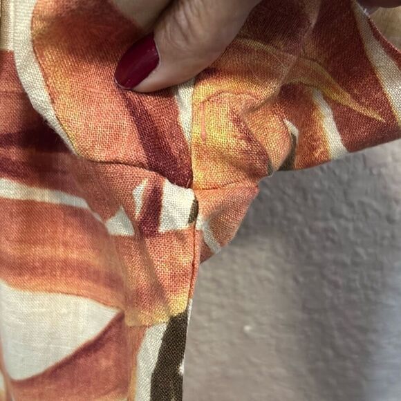 #577 Conrad C vintage linen, tropical short sleeve button-down top size 16 - Picture 10 of 11